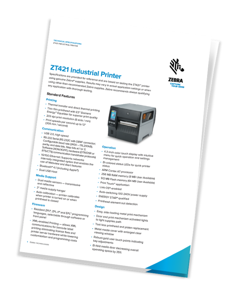 Zebra Zt421 Industrial Label Printer Effortless To Operate 5737